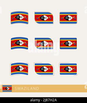 Drapeaux vectoriels du Swaziland, collection de drapeaux du Swaziland. Icône vecteur. Illustration de Vecteur