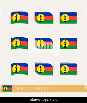 Drapeaux vectoriels de la Nouvelle-Calédonie, collection de drapeaux de la Nouvelle-Calédonie. Icône vecteur. Illustration de Vecteur