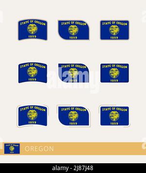 Drapeaux vectoriels de l'Oregon, collection de drapeaux de l'Oregon. Icône vecteur. Illustration de Vecteur