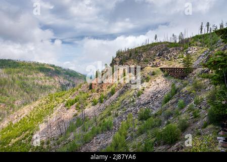 Myra Canyon trestles pistes cyclables à Kelowna, Colombie-Britannique, Canada. Banque D'Images