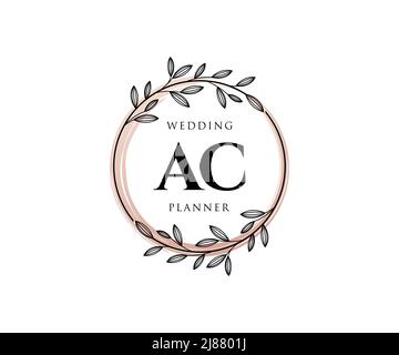 AC initiales lettre mariage monogramme collection de logos, dessin à la main moderne minimaliste et modèles floraux pour cartes d'invitation, Save the Date, élégant Illustration de Vecteur