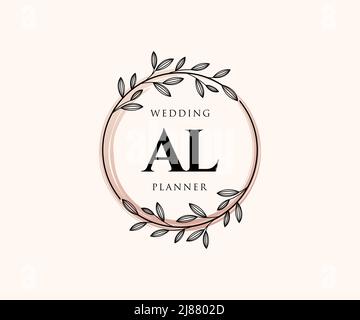 AL initiales lettre mariage monogramme collection de logos, dessin à la main moderne minimaliste et modèles floraux pour cartes d'invitation, Save the Date, élégant Illustration de Vecteur