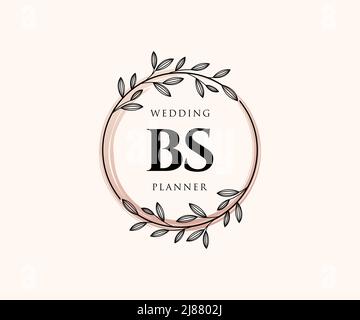 BS initiales lettre mariage monogramme collection de logos, dessin à la main moderne minimaliste et modèles floraux pour cartes d'invitation, Save the Date, élégant Illustration de Vecteur