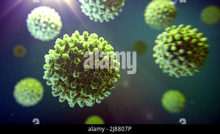 Particules du virus de l'hépatite B, illustration Banque D'Images