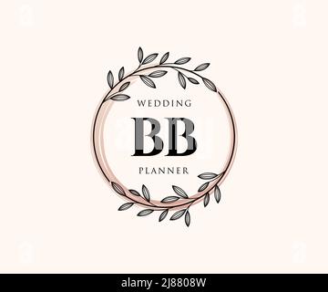 BB initiales lettre mariage monogramme logos collection, dessin à la main moderne minimaliste et modèles floraux pour cartes d'invitation, Save the Date, élégant Illustration de Vecteur