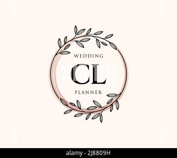 CL initiales lettre mariage monogramme logos collection, dessin à la main moderne minimaliste et modèles floraux pour cartes d'invitation, Save the Date, élégant Illustration de Vecteur