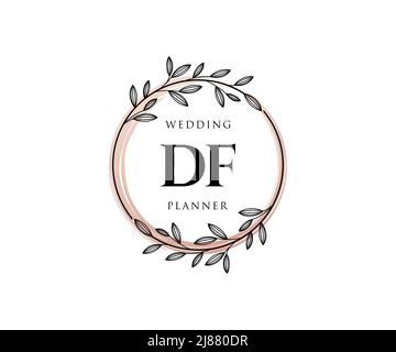 DF initiales lettre mariage monogramme collection de logos, dessin à la main moderne minimaliste et modèles floraux pour cartes d'invitation, Save the Date, élégant Illustration de Vecteur