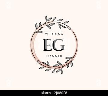 PAR EXEMPLE lettre initiale mariage monogramme collection de logos, dessin à la main moderne minimaliste et modèles floraux pour cartes d'invitation, Enregistrer la date, élégant Illustration de Vecteur