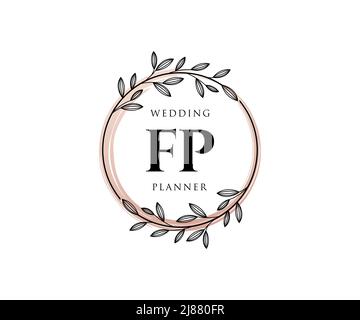 FP initiales lettre mariage monogramme collection de logos, dessin à la main moderne minimaliste et modèles floraux pour cartes d'invitation, Save the Date, élégant Illustration de Vecteur