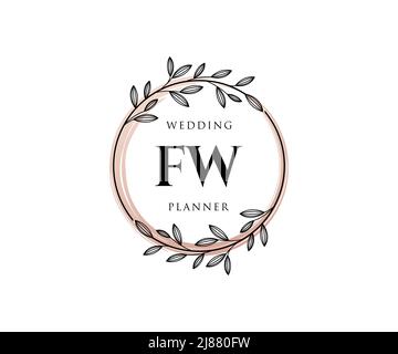 FW initiales lettre mariage monogramme logos collection, dessin à la main moderne minimalistes et modèles floraux pour cartes d'invitation, Save the Date, élégant Illustration de Vecteur