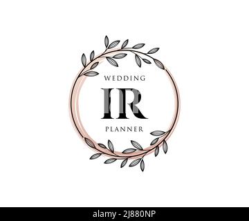 IR initiales lettre mariage monogramme collection de logos, dessin à la main moderne minimaliste et modèles floraux pour cartes d'invitation, Save the Date, élégant Illustration de Vecteur