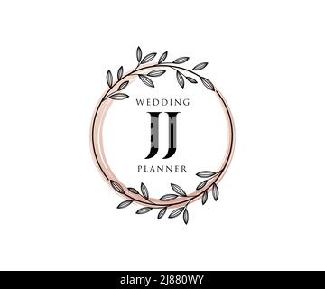 Jj lettre initiale mariage monogramme collection de logos, dessin à la main moderne minimaliste et modèles floraux pour cartes d'invitation, Save the Date, élégant Illustration de Vecteur