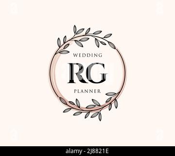 RG initiales lettre mariage monogramme logos collection, dessin à la main moderne minimaliste et modèles floraux pour cartes d'invitation, Save the Date, élégant Illustration de Vecteur