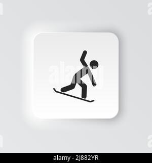 Icône de bouton rectangulaire Snowboard. Bandeau de boutons interface de badge rectangulaire pour l'illustration d'applications de style néomorphe sur fond blanc Illustration de Vecteur