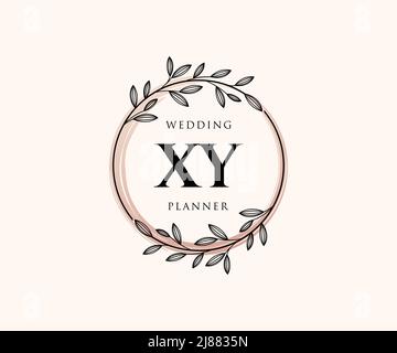 XY initiales lettre mariage monogramme logos collection, dessin à la main moderne minimaliste et modèles floraux pour cartes d'invitation, Save the Date, élégant Illustration de Vecteur