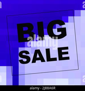 Grandes lettres de vente sur fond pixélisé.Concept commercial de vente au détail à prix réduit.Concept du Vendredi fou. Banque D'Images