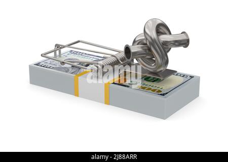 mousetrap et pipeline sur fond blanc. Illustration isolée 3D Banque D'Images
