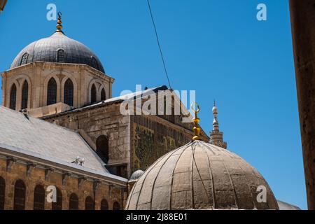 Damas, Syrie - Mai 2022 : la mosquée Omeyyade, également connue sous le nom de Grande Mosquée de Damas Banque D'Images