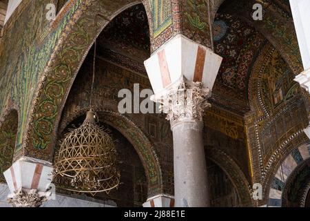 Damas, Syrie - Mai 2022 : la mosquée Omeyyade, également connue sous le nom de Grande Mosquée de Damas Banque D'Images