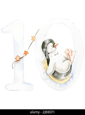 nombres avec animaux mignons Banque D'Images