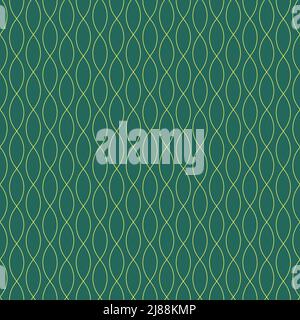 Vintage géométrique tissé or lignes motif sans couture sur fond vert jade Illustration de Vecteur