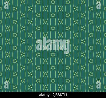 Motif géométrique vintage or sans couture sur fond vert jade Illustration de Vecteur