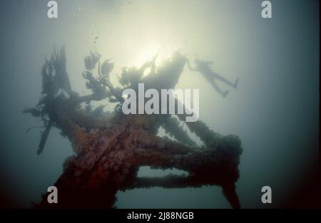 SS Hispania a coulé le on18 décembre 1954, après avoir frappé le Sgeir More (Big Rock) le capitaine Ivan Dahn a refusé de partir et a choisi de descendre avec le navire. Banque D'Images