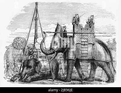 'Éléphant équipé pour la bataille, avec Armou, Howdah, etc.', c1891. Tiré de "Cassell's Illustrated History of India vol. I", par James Grant. [Cassell Petter & amp ; Galpin, Londres, Paris et New York] Banque D'Images