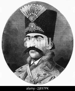 'Portrait de Nasser-Ed-Deen, Shah de Perse', c1891. Tiré de "Cassell's Illustrated History of India vol. II", par James Grant. [Cassell Petter & amp ; Galpin, Londres, Paris et New York] Banque D'Images