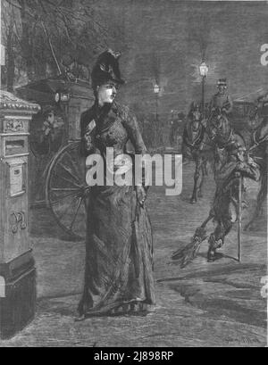 ''ce mariage malheureux, par Francis Eleanor Trollope; May est allé en bas, et ouvrant la porte du hall, se trouve dans la rue seule', 1888. Depuis, « The Graphic. Un journal hebdomadaire illustré Volume 38. Juillet à décembre, 1888'. Banque D'Images