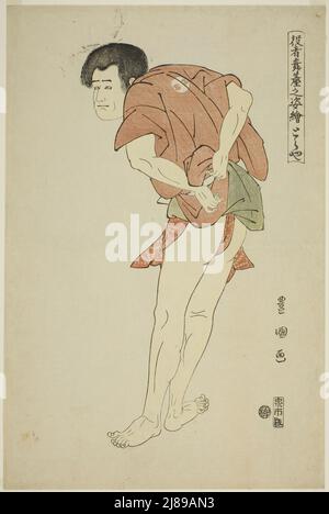 Toraya: Arashi Ryuzo II comme le moine Tojibo dans la pièce "Hatsu Akebono Kaomise Soga", de la série "Portraits d'acteurs sur scène (Yakusha butai no sugata-e)", 1794. Banque D'Images