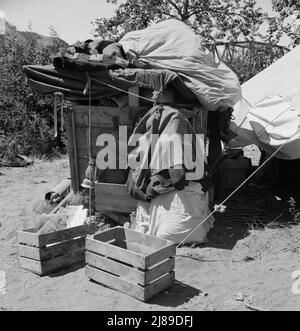 Camp de famille migratrice du Texas. Washington, vallée de Yakima. Banque D'Images