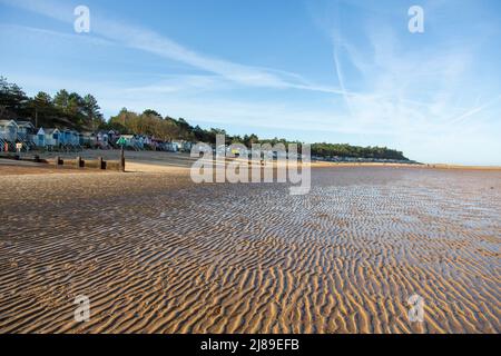 Marée basse, Holkham Beach à Wells-Next-the-sae, Norfolk en janvier Banque D'Images
