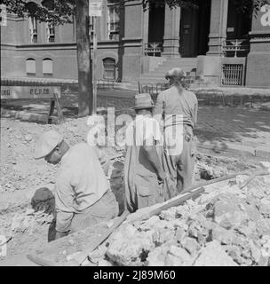 Washington, D.C. préparation du terrain pour la construction de bâtiments d'urgence sur l'avenue Independence. Banque D'Images