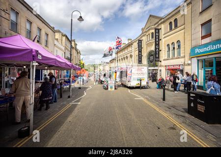 Marché de rue en plein air vendredi à Chippenham, Wiltshire, Royaume-Uni, le 13 mai 2022 Banque D'Images