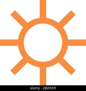 Icône représentant une silhouette de soleil orange. Vecteur de contrôle de la luminosité. Vecteur modifiable. Illustration de Vecteur