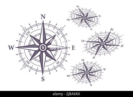 Symbole Rose nautique. Illustration vectorielle vintage de la boussole Illustration de Vecteur