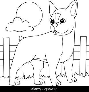 Boston Terrier Dog coloriage page pour enfants Illustration de Vecteur