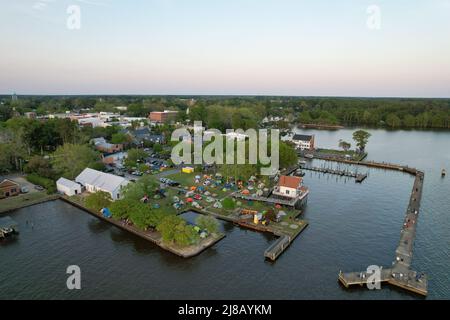 Photos de drone du front de mer à Edenton Banque D'Images