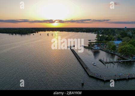 Photos de drone du front de mer à Edenton Banque D'Images