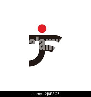 lettre jf rouge soleil japon symbole de forme logo vecteur Illustration de Vecteur