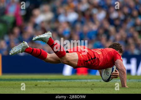 Antoine Dupont de Toulouse lors du demi-finale de la coupe des champions Heineken entre Leinster Rugby et Stade Toulousain au stade Aviva de Dublin, Irlande, le 14 mai 2022 (photo par Andrew SURMA/ SIPA USA). Banque D'Images