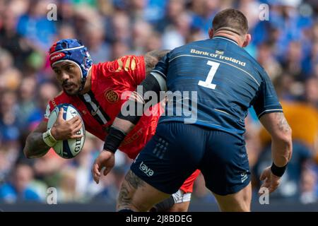 Pita Ahki de Toulouse court avec le ballon lors du match demi-finale de la coupe des champions Heineken entre Leinster Rugby et Stade Toulousain au stade Aviva de Dublin, Irlande, le 14 mai 2022 (photo par Andrew SURMA/ SIPA USA). Banque D'Images