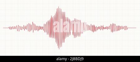 Mesure du sismographe ou graphique du détecteur lie. Mesures sismiques avec enregistrement de données. Illustration vectorielle sur fond de grille Illustration de Vecteur