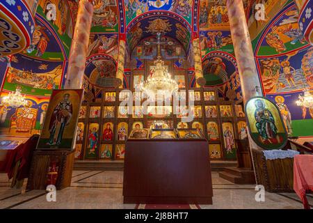 Intérieur de l'église théologienne Saint Jean, Kaneo à Ohrid, Macédoine du Nord Banque D'Images