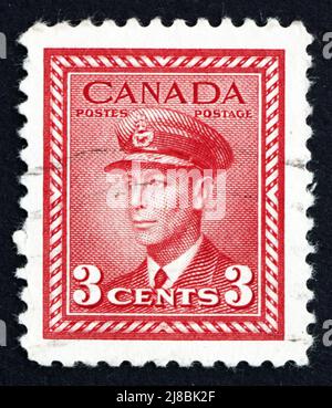 CANADA - vers 1942 un timbre imprimé dans le Canada montre le roi George VI, Roi d'Angleterre, vers 1942 Banque D'Images