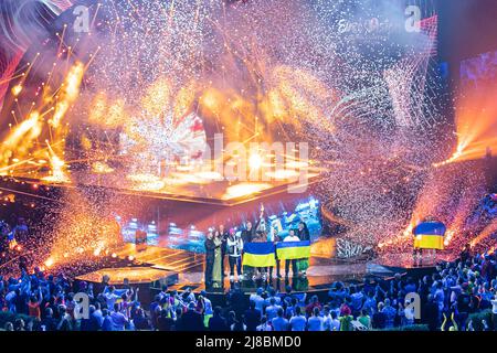 L'Orchestre de Kalush pour l'Ukraine remporte la grande finale du Concours Eurovision de la chanson. Turin (Italie) le 14th mai 2022. Photo de Marco Piovanotto/ABACAPRESS.COM Banque D'Images