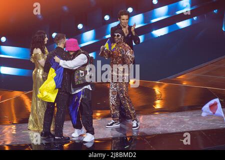 L'Orchestre Kalush d'Ukraine remporte la grande finale du Concours Eurovision de la chanson. Turin (Italie) le 14th mai 2022. Photo de Marco Piovanotto/ABACAPRESS.COM Banque D'Images