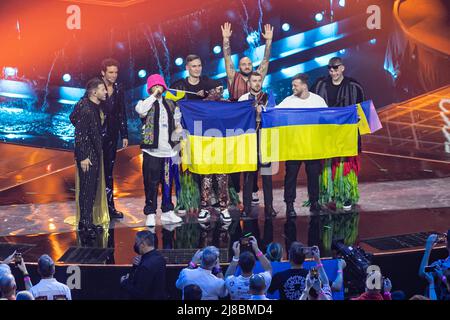 L'Orchestre de Kalush pour l'Ukraine remporte la grande finale du Concours Eurovision de la chanson. Turin (Italie) le 14th mai 2022. Photo de Marco Piovanotto/ABACAPRESS.COM Banque D'Images