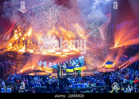 L'Orchestre de Kalush pour l'Ukraine remporte la grande finale du Concours Eurovision de la chanson. Turin (Italie) le 14th mai 2022. Photo de Marco Piovanotto/ABACAPRESS.COM Banque D'Images
